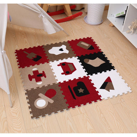 Floor Puzzle Mat Interlocking Set (9 Pc)