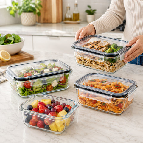 Glass Food Storage Containers with Lids and Vents