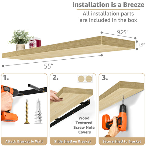 55-Inch Extra Long Floating Shelf (1-Piece)