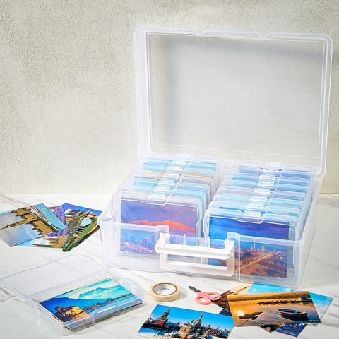 Clear Photograph Organizer Box with 16 Cases