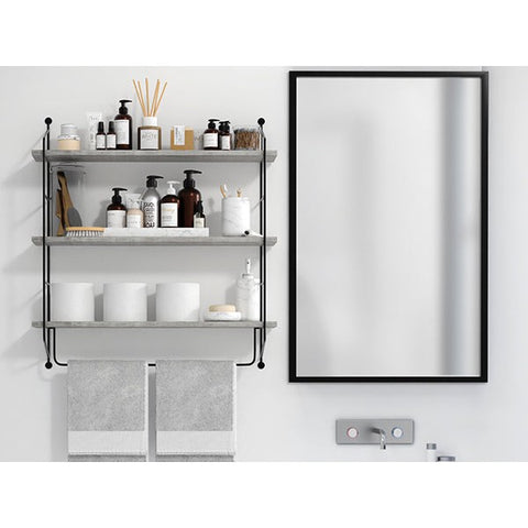 Floating Bathroom Shelf with Metal Brackets (3 Tier)