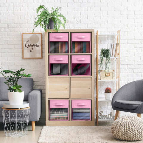 13" Large Cube Storage Bins with Window (6 Pack, Pastel)