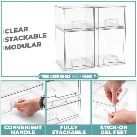 Acrylic Organizer Storage Drawers (4 Drawer)