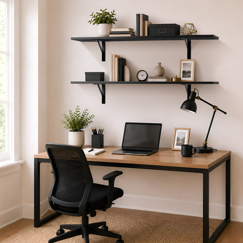 Wall Shelves with Metal Bracket (Set of 2)