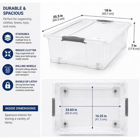 Underbed Bins with Lids (Set of 8)
