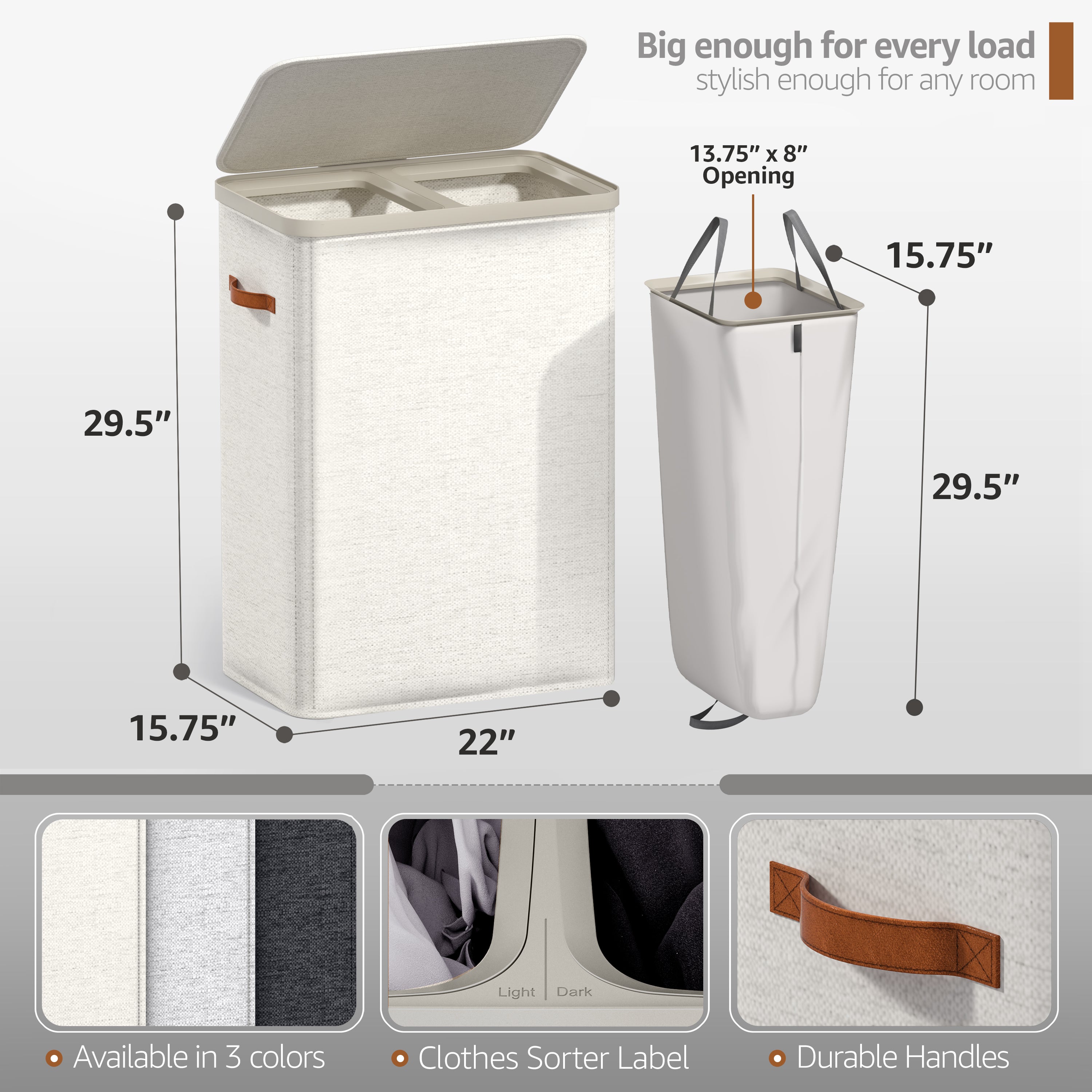 Collapsible Laundry Hamper with Lid - Sorbus Home