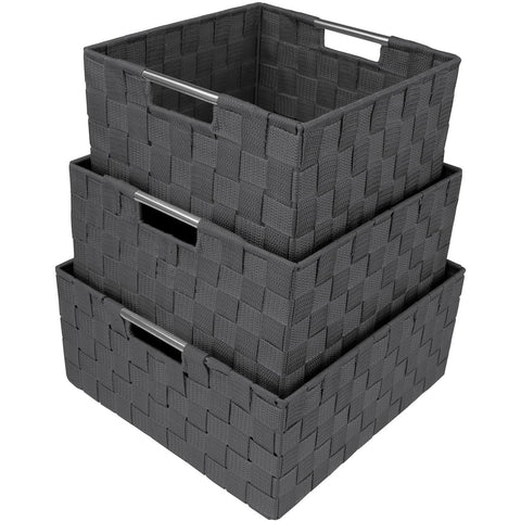 Double Woven Basket Bin Set (3 Pack)