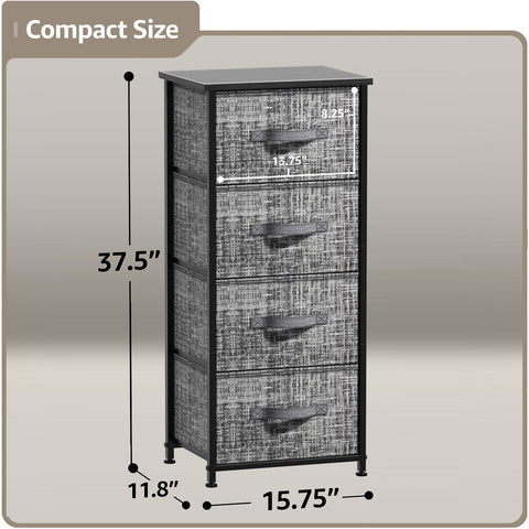 4 Drawer Vertical Short Nightstand