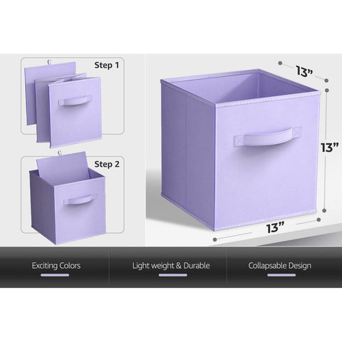 13" Large Cube Storage Bins (6 Pack Solid)