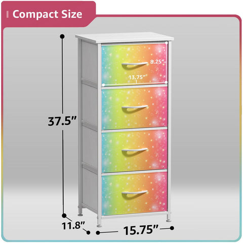 4 Drawer Vertical Short Nightstand
