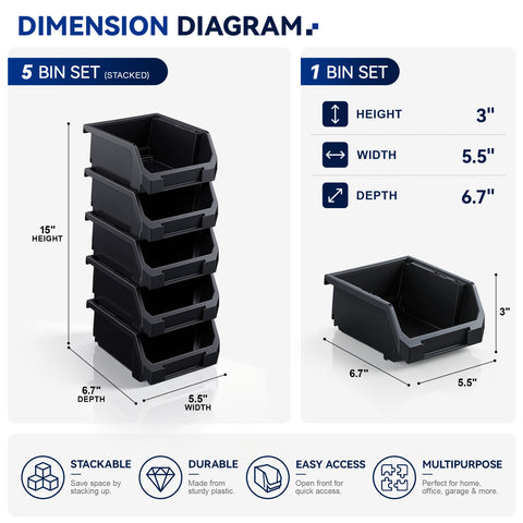 Small Open Front Stackable Clothing Storage Bin