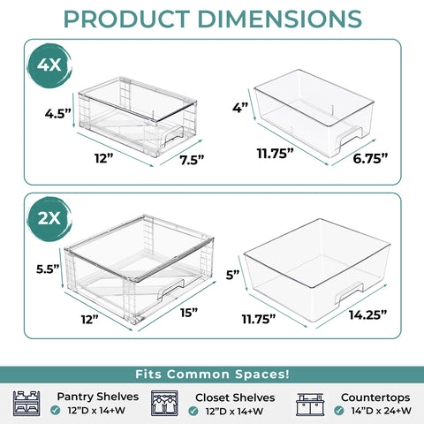 Stackable Pull-Out Drawer Bins