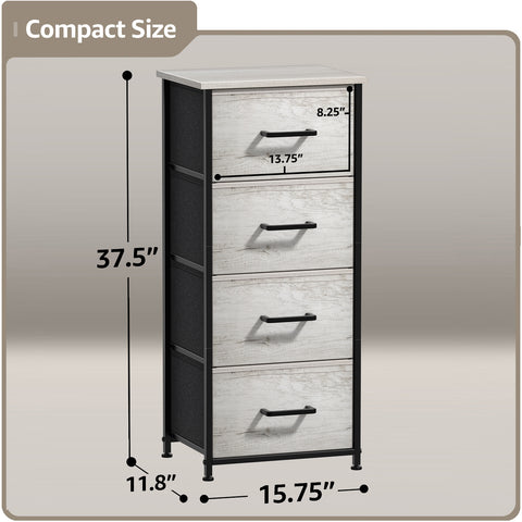 4 Drawer Vertical Short Nightstand