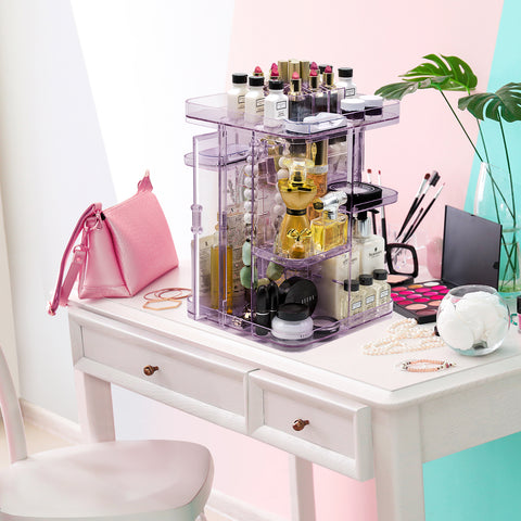 360Â° Makeup Organizer Carousel (3 Drawer)