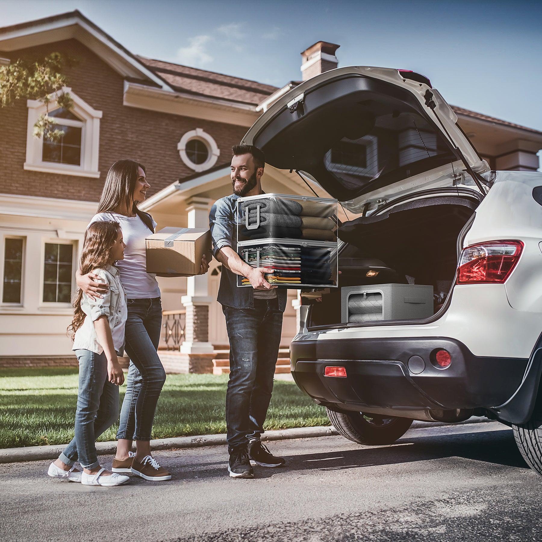 Foldable Large Plastic Bags with Zipper & Handles - Sorbus Home