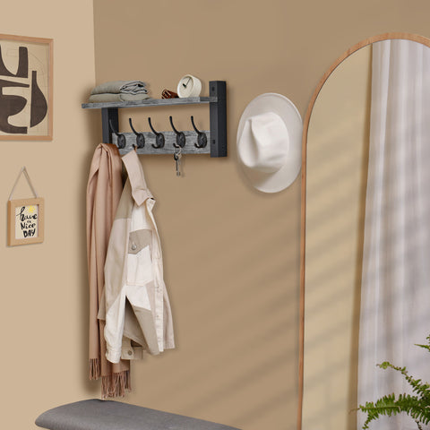 Coat Hooks Wall Mount Floating Shelf (Large & XL)
