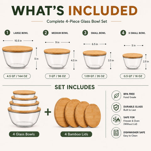 Glass Bowl Set with Airtight Lids