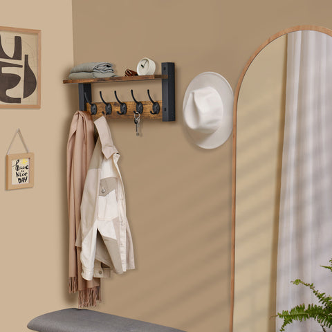 Coat Hooks Wall Mount Floating Shelf (Large & XL)