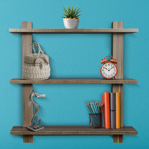 Asymmetric Wood Floating Shelf (3 Tier)