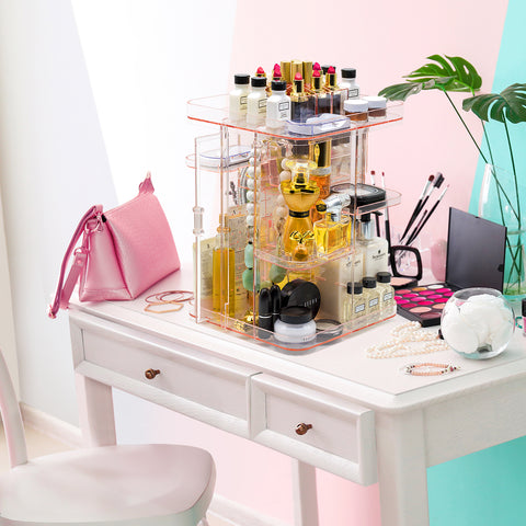 360Â° Makeup Organizer Carousel (3 Drawer)