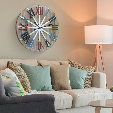 24" Wall Clock (Multi-color Wood Roman)