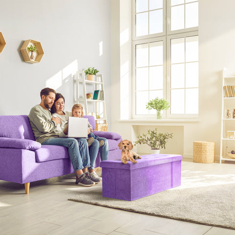 Faux Suede Storage Bench (Large)