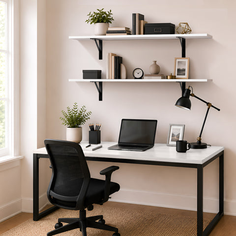 Wall Shelves with Metal Bracket (Set of 2)