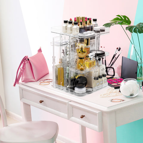 360Â° Makeup Organizer Carousel (3 Drawer)