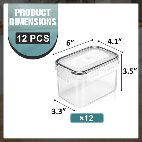 Medium Airtight Food Storage Containers With Lids (12 Pack)