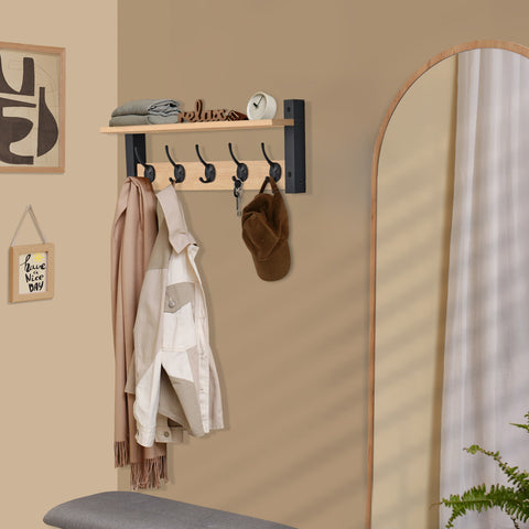 Coat Hooks Wall Mount Floating Shelf (Large & XL)