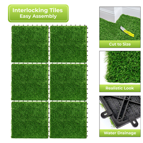 Artificial Interlocking Fake Grass Tiles