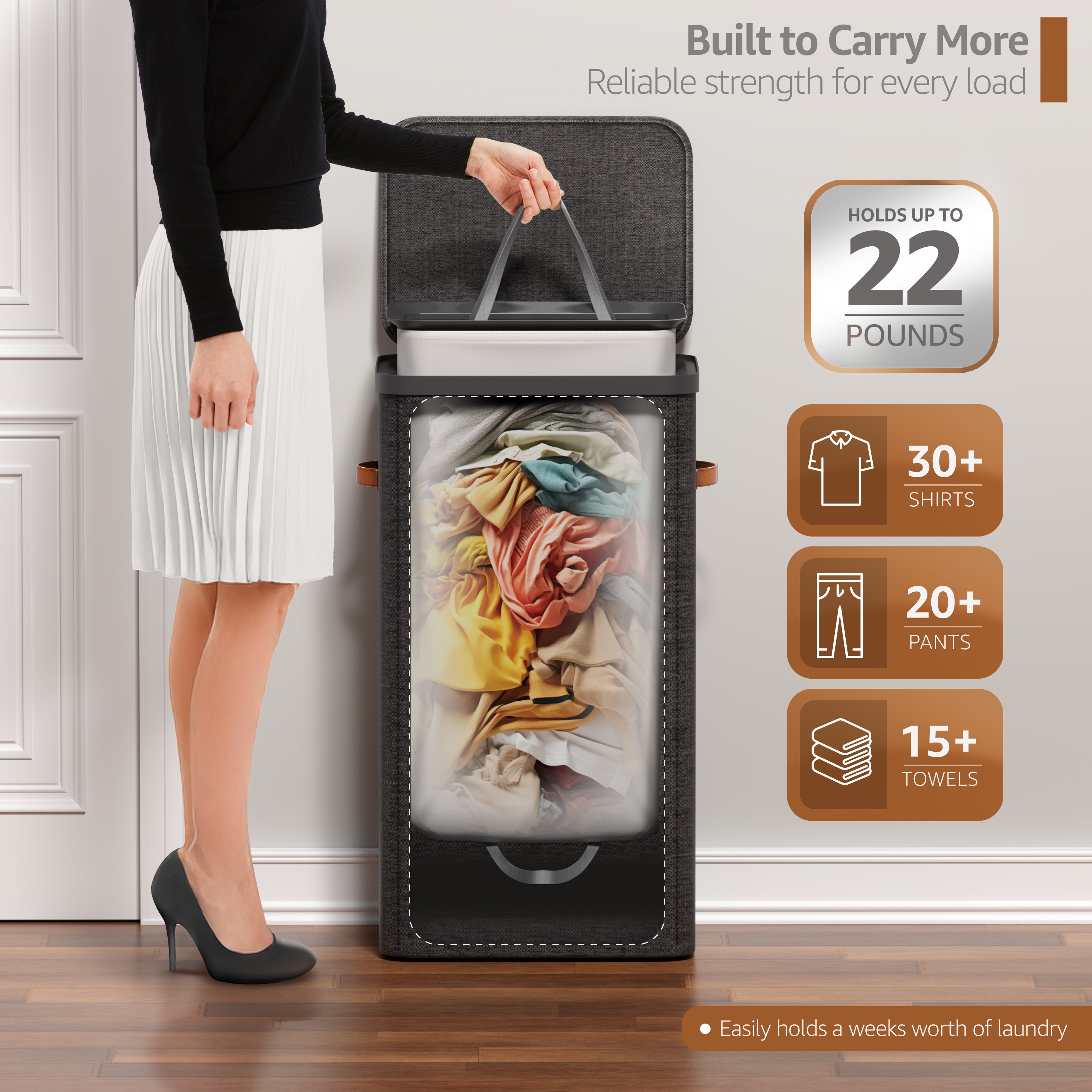 Collapsible Laundry Hamper with Lid - Sorbus Home