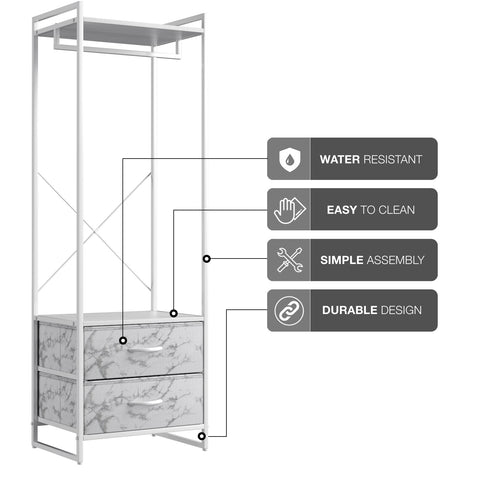 2 Drawer Tall Clothing Rack Storage