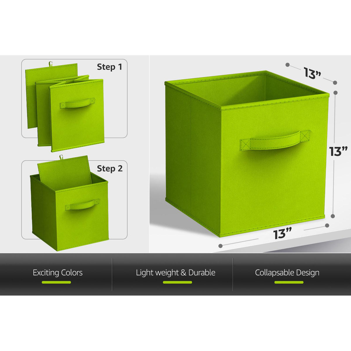 13" Large Cube Storage Bins (6 Pack Solid) - Sorbus Home