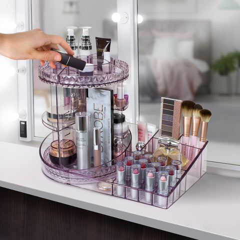 360Â° Makeup Organizer Carousel Tray Station