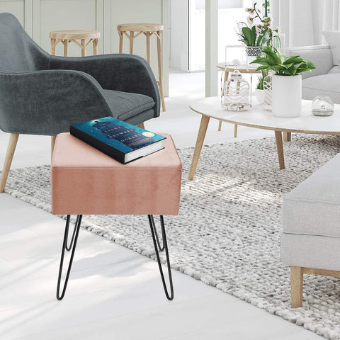 Velvet Footrest Stool (Square)