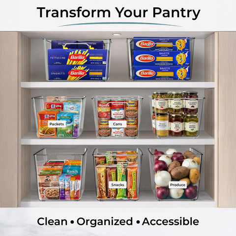 Clear Cube Storage Bins with Handles