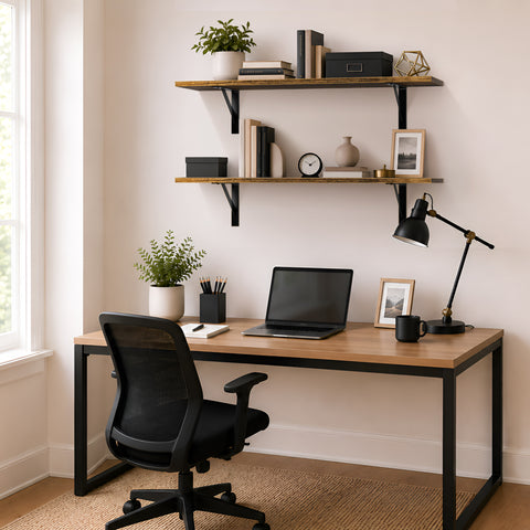 Wall Shelves with Metal Bracket (Set of 2)