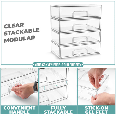 Acrylic Organizer Storage Drawers (4 Flat Drawer)