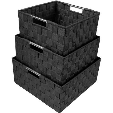 Double Woven Basket Bin Set (3 Pack)