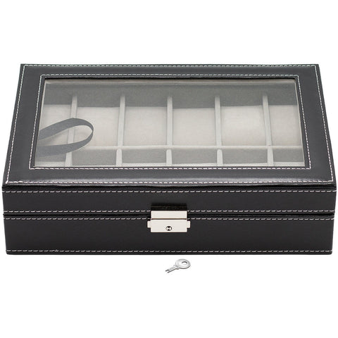 Leather Display Large Watch Box (Fits 12 Watches)