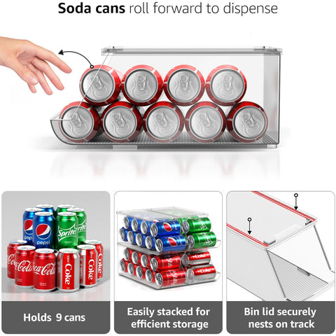 Soda Can Organizer Bin with Lid
