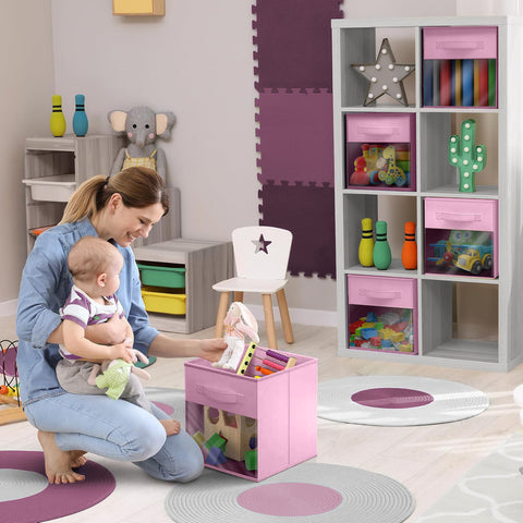 11" Cube Storage Bins with Window (6 Pack, Pastel Set)