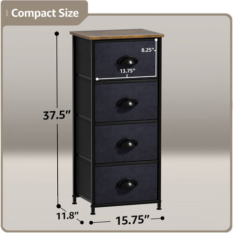 4 Drawer Vertical Short Nightstand