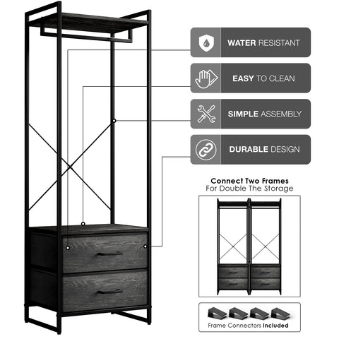 2 Drawer Tall Clothing Rack Storage