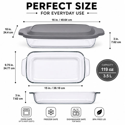 1-Pack Glass Baking Dish Set with Lid