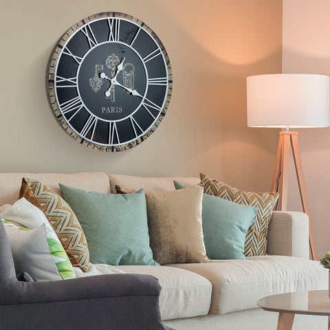 24" Paris Oversized Wall Clock (Roman)