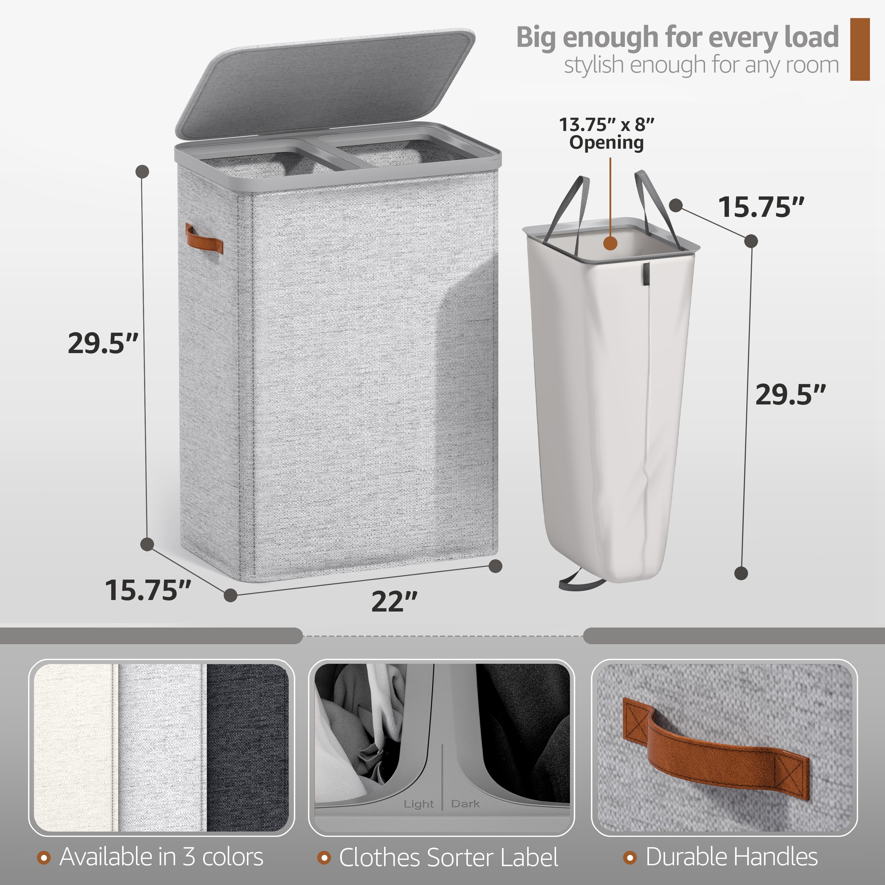 Collapsible Laundry Hamper with Lid - Sorbus Home
