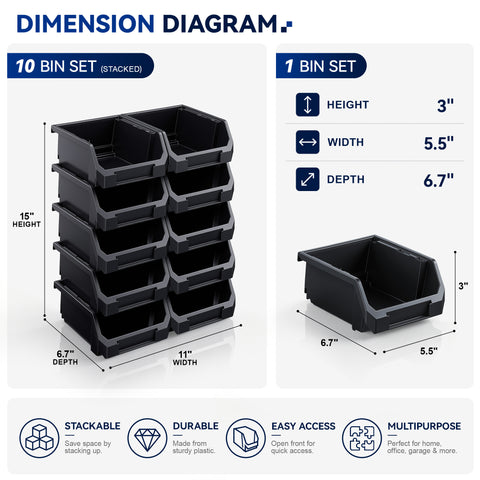 Small Open Front Stackable Clothing Storage Bin