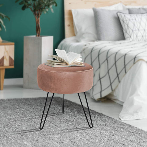 Velvet Footrest Stool (Round)